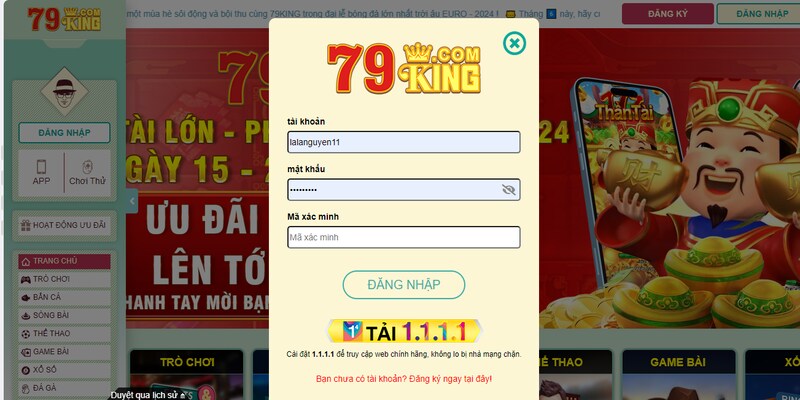 Hướng dẫn đăng nhập vào 79king2